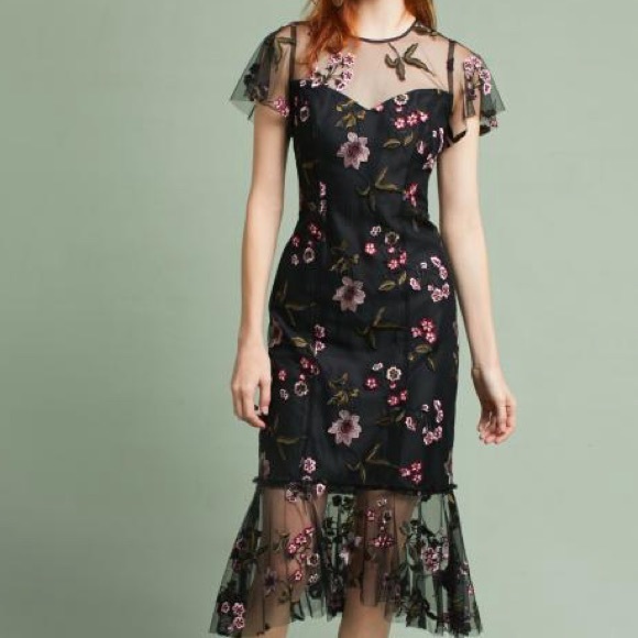Anthropologie Shoshanna Embroidered Lace Midi Dress - Picture 2 of 8